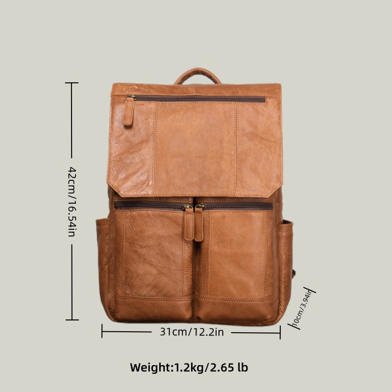 Vintage Top-Grain Leather Laptop Backpack