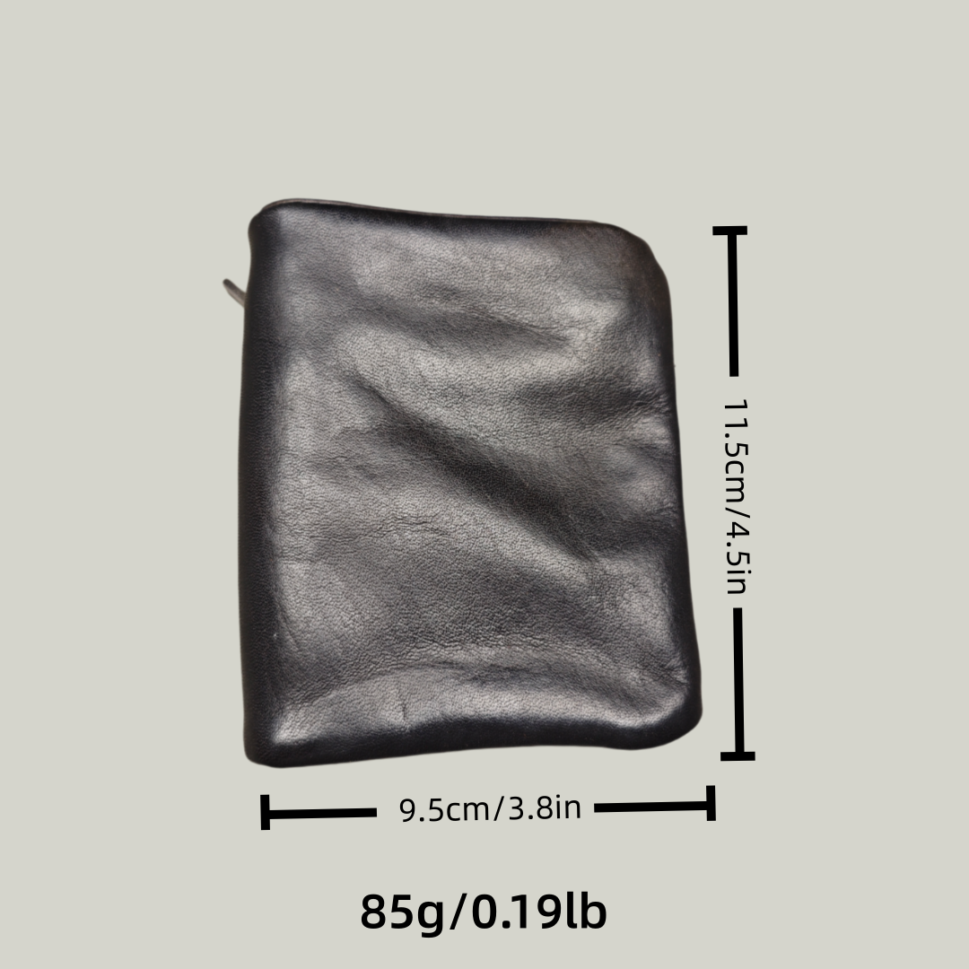 Vintage Soft Top-Grain Leather Bifold Wallet with Zipper