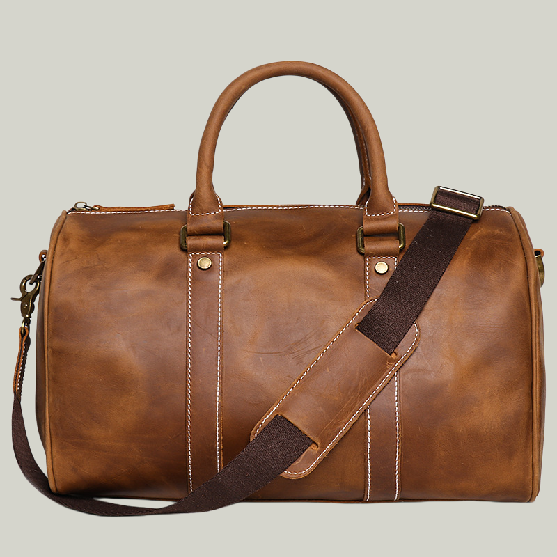 14" Vintage Crazy Horse Leather Overnight Duffel