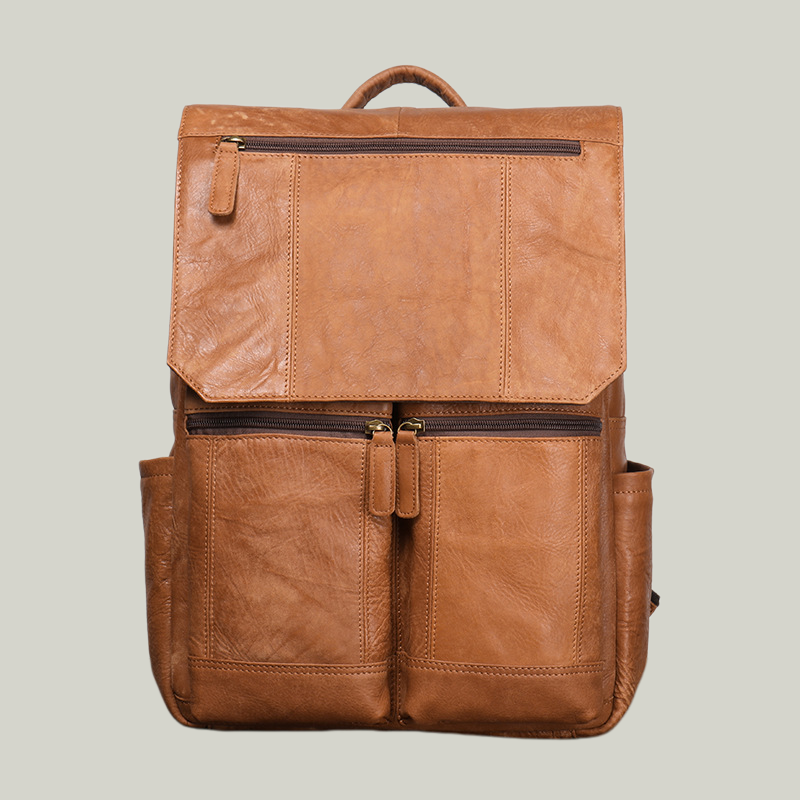 Vintage Top-Grain Leather Laptop Backpack