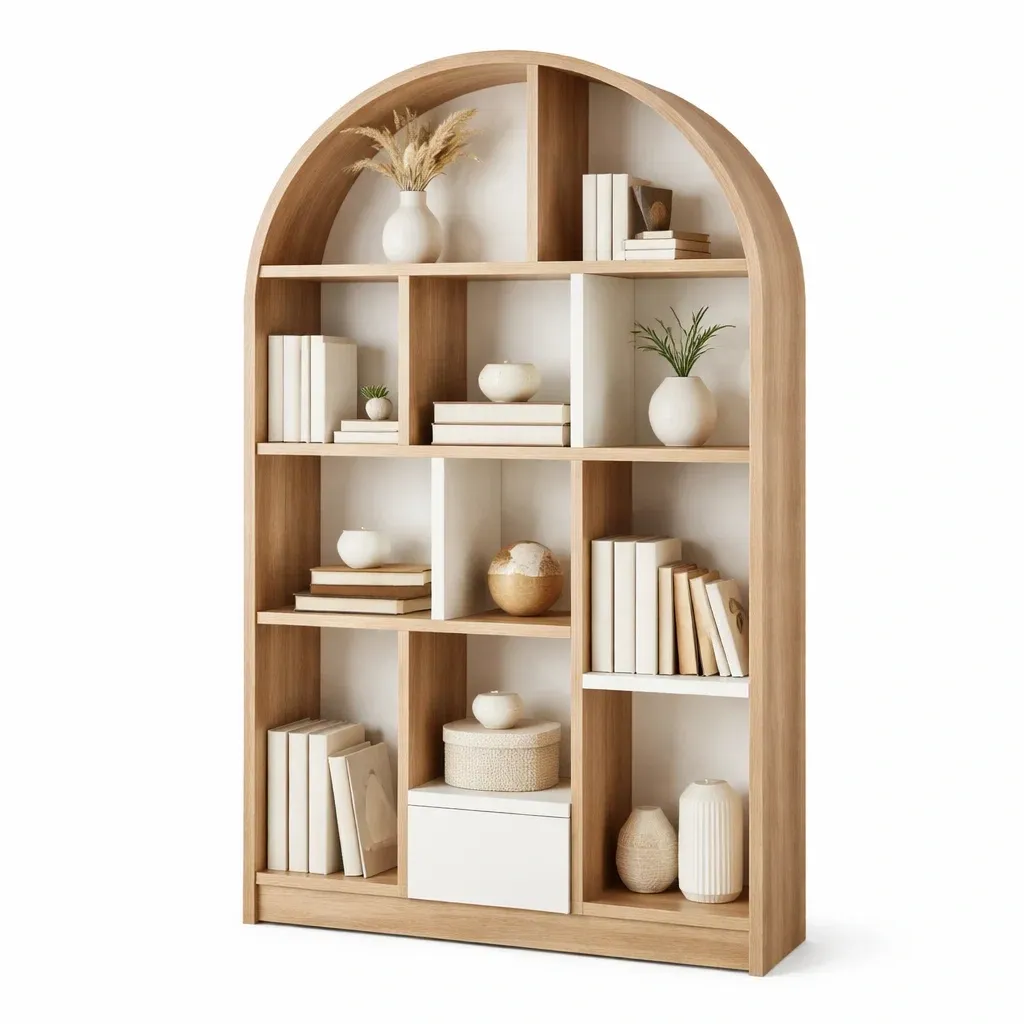 Bibliotheque moderne arche en bois-VibePosh