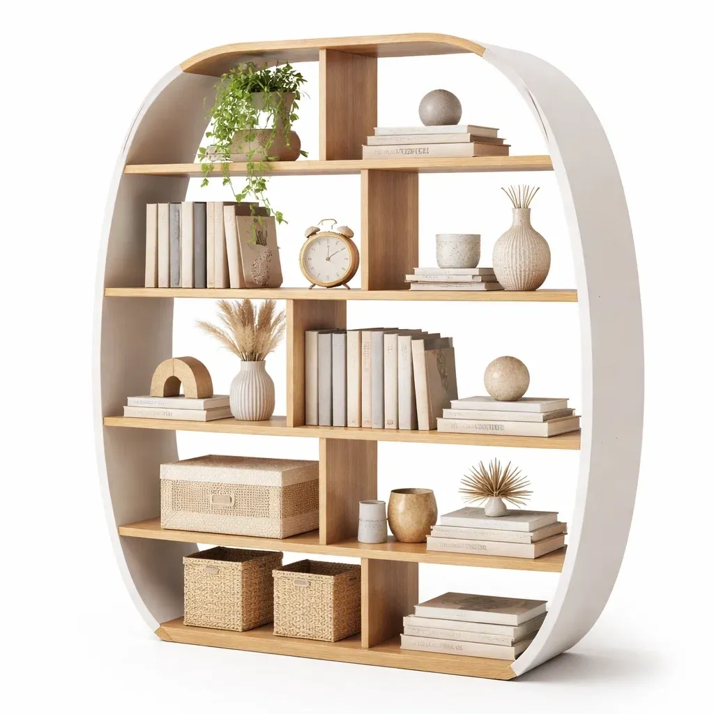 Bibliotheque contemporaine forme ovale-VibePosh