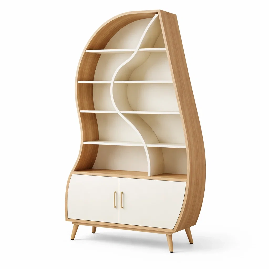 Bibliotheque design courbe avec portes-VibePosh