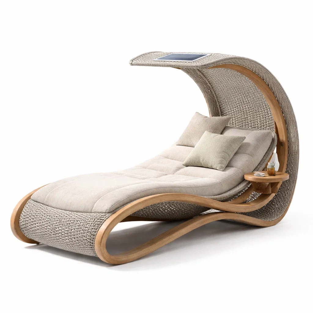 Bain de soleil exterieur luxe avec auvent integre-VibePosh