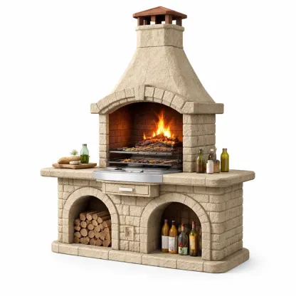 Barbecue exterieur en pierre avec four integre-VibePosh