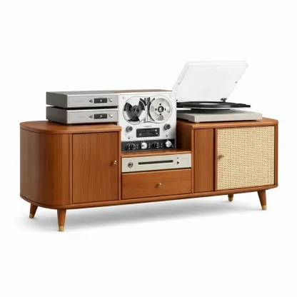 Meuble audio vintage avec compartiment magnetophone-VibePosh