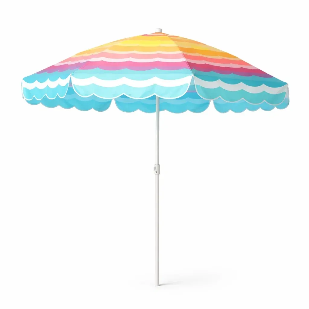 Parasol de plage ondes colorees bleu-VibePosh