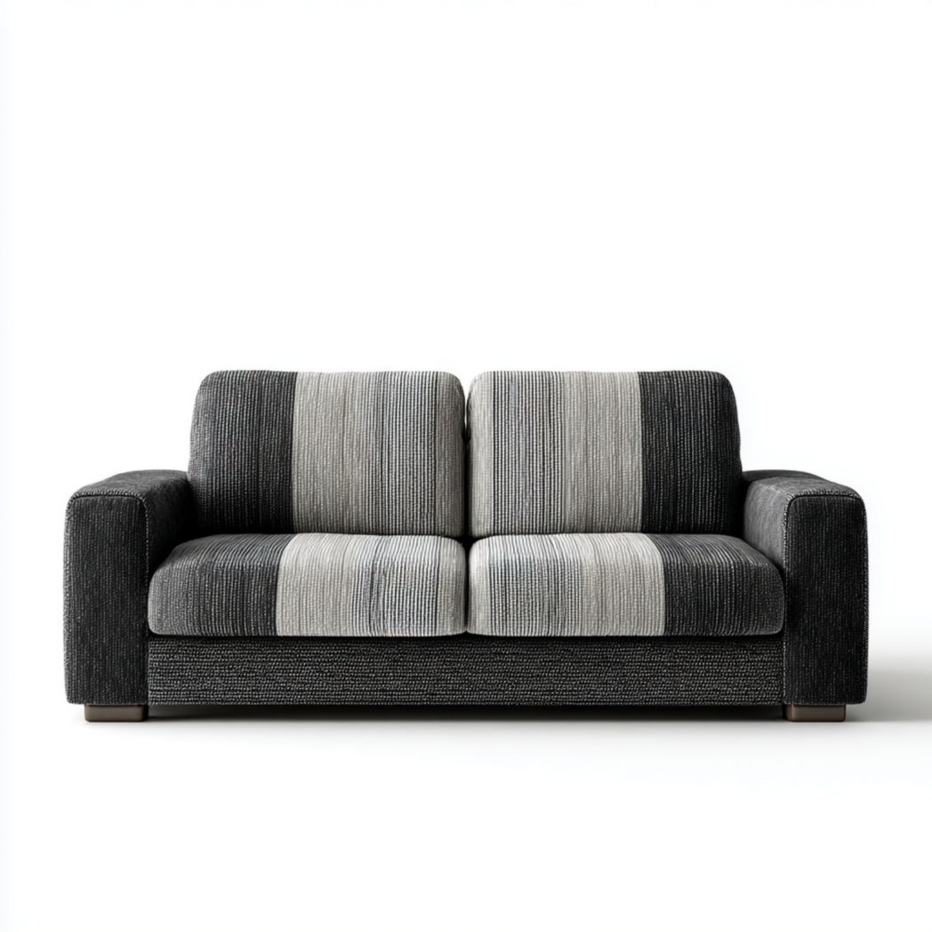 Canapé 2 places en tissu bicolore noir et gris avec accoudoirs larges-Furniture Peace