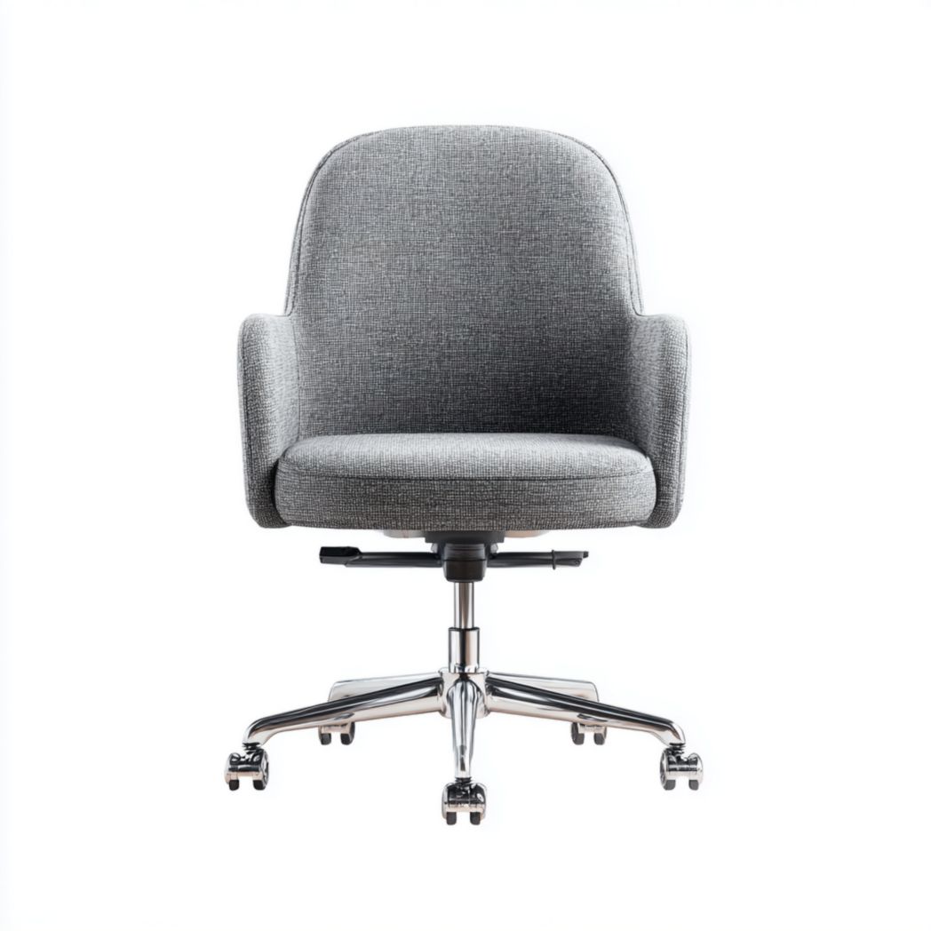 Chaise de bureau ergonomique en tissu gris avec piètement chromé-Furniture Peace