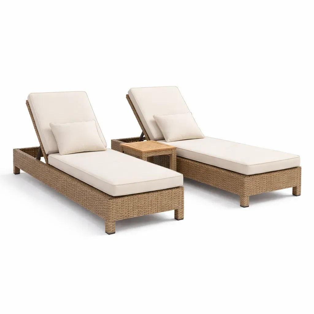 Ensemble transats exterieur avec table centrale-CozyAxis