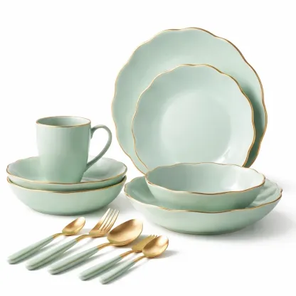 Service de table vert clair avec couverts design-CozyAxis