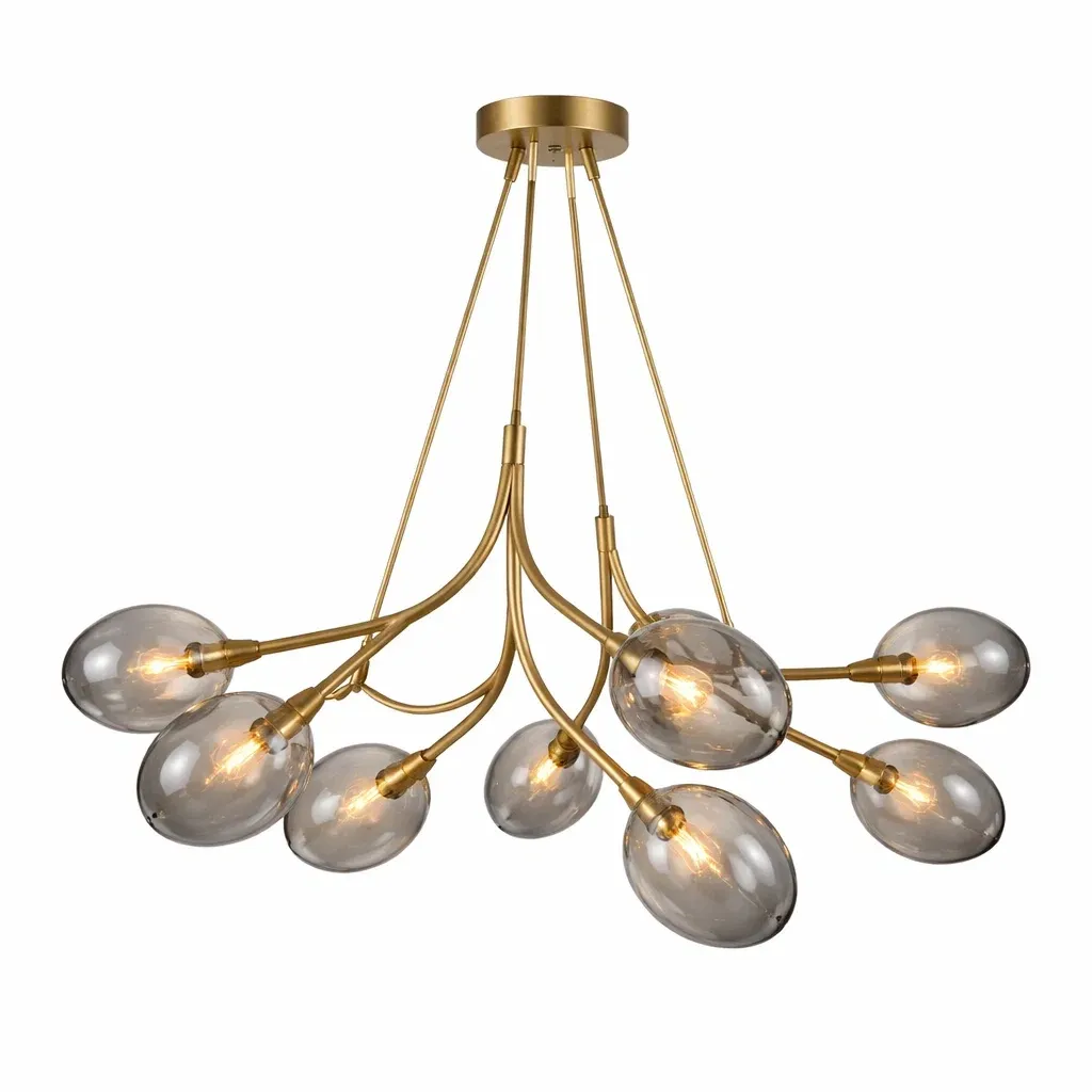 Lustre suspendu design moderne a globes multiples couleur or-CozyAxis