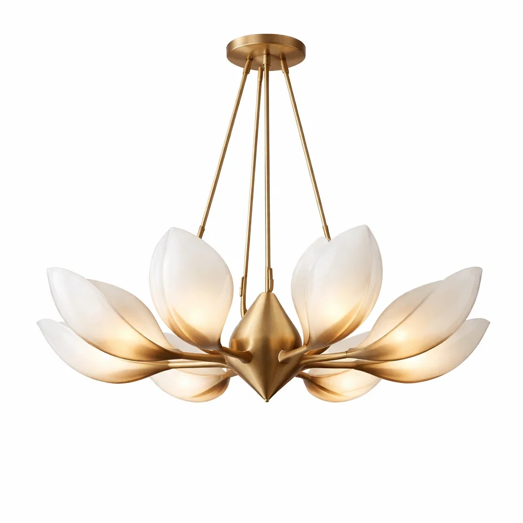 Lustre suspendu decoratif en forme florale couleur or-CozyAxis