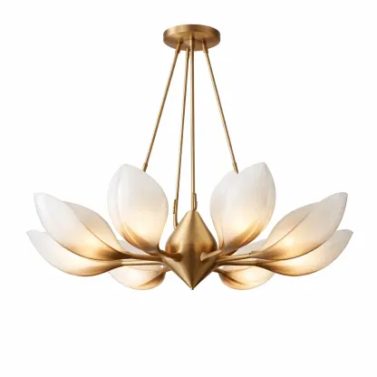 Lustre suspendu decoratif en forme florale couleur or-CozyAxis