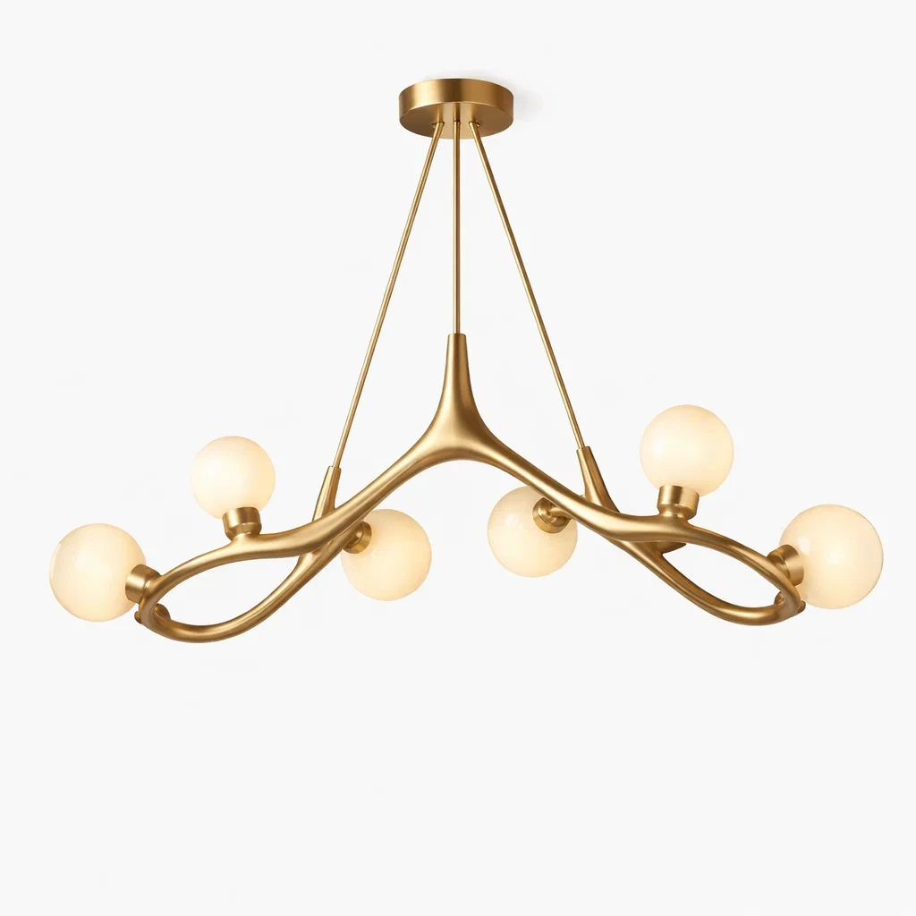 Lustre suspendu minimaliste a lignes organiques couleur or-CozyAxis