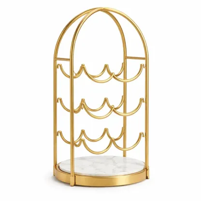 Porte bouteilles en metal avec base effet marbre-CozyAxis