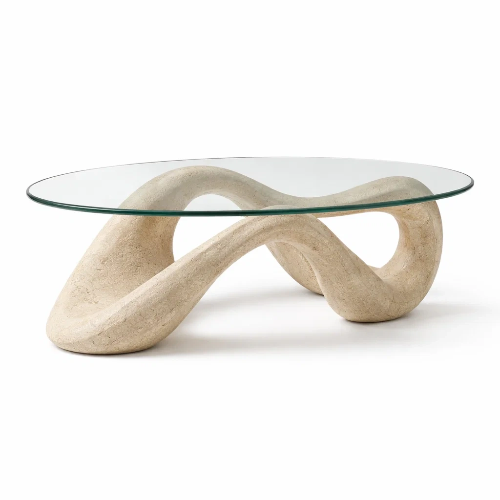 Table basse artistique avec plateau en verre-CozyAxis