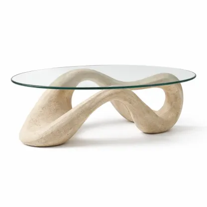 Table basse artistique avec plateau en verre-CozyAxis
