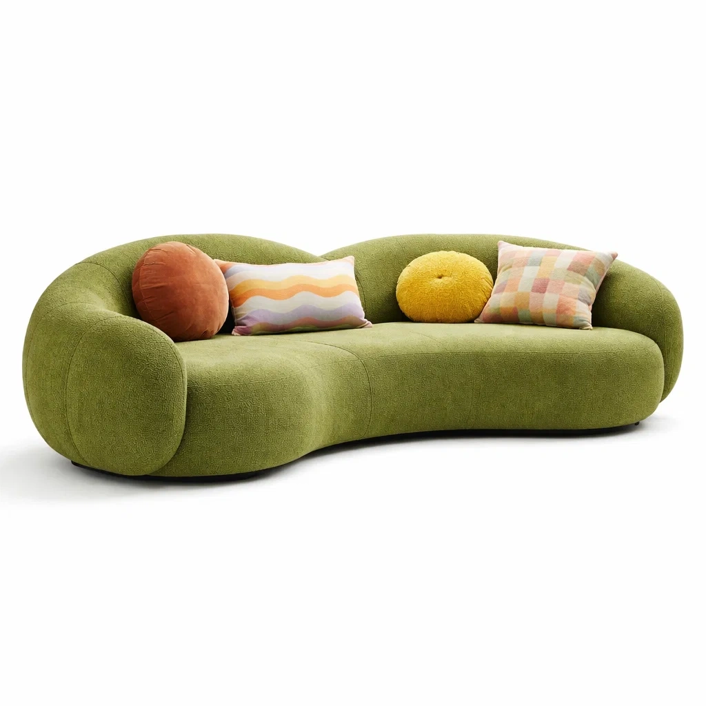 Canape organique vert mousse forme arrondie-rugrelish