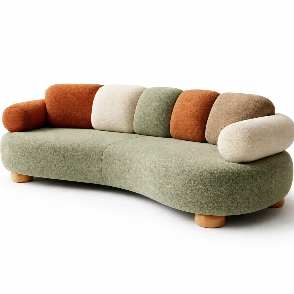 Canape design vert et beige dossier colore-rugrelish