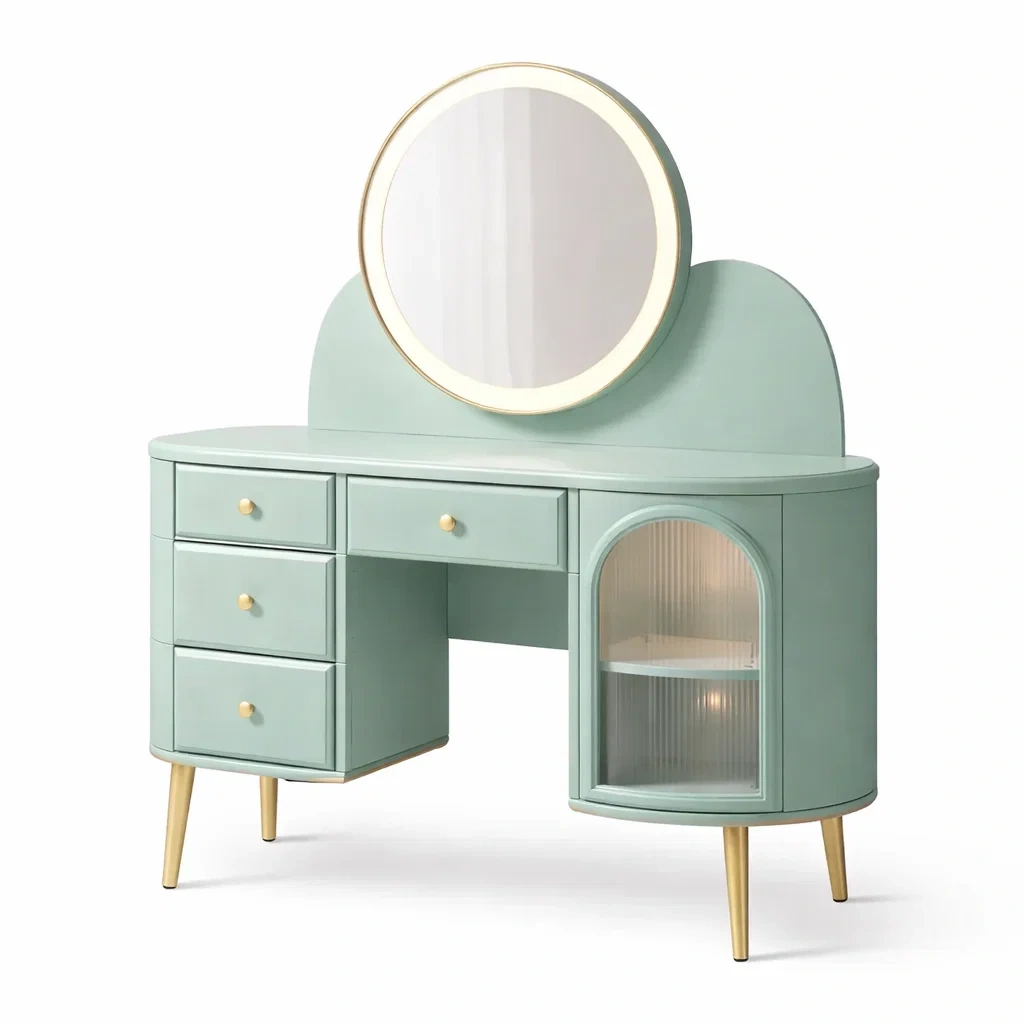 Coiffeuse vintage vert menthe avec rangement-rugrelish