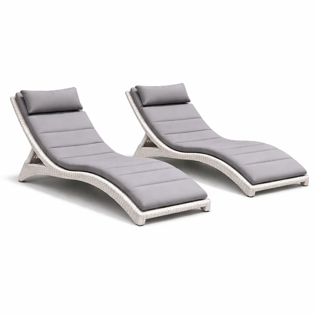 Lot de 2 bains de soleil design en resine tressee grise-rugrelish