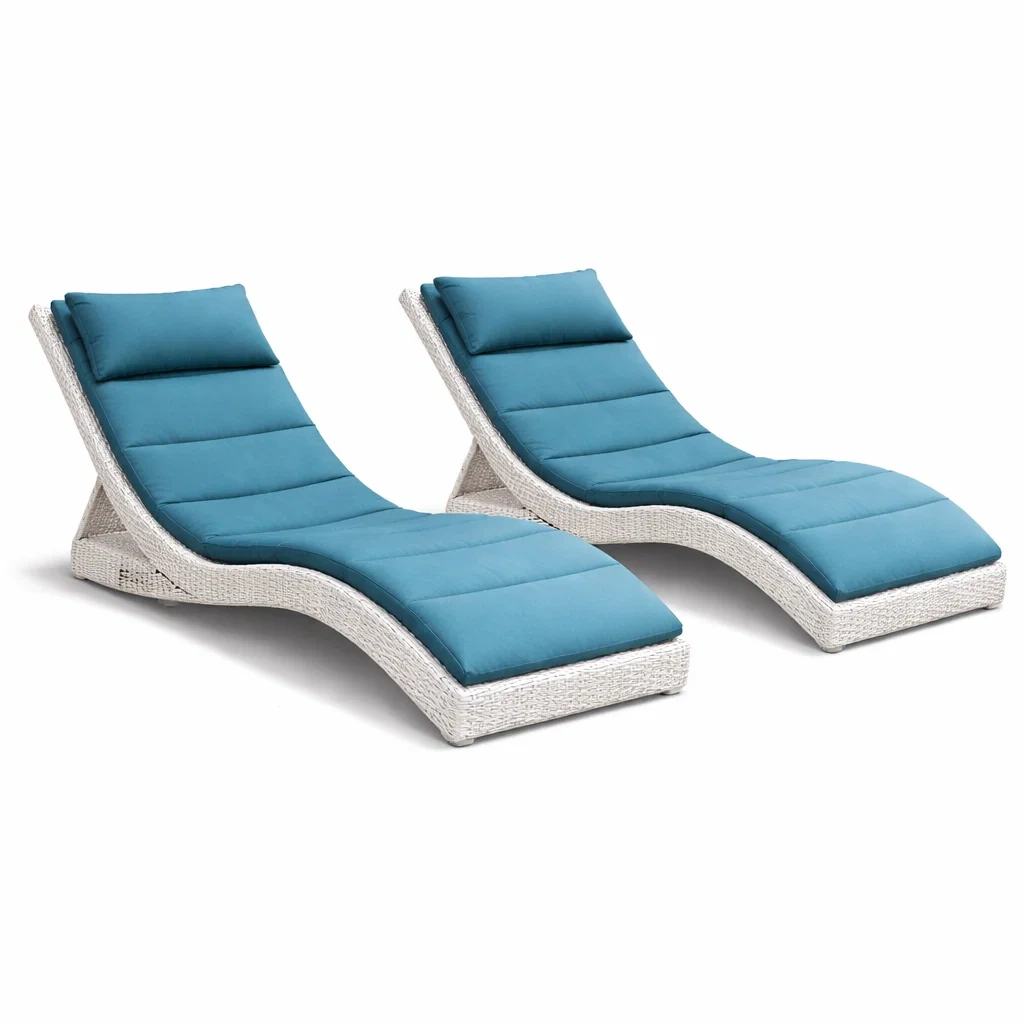 Lot de 2 chaises longues exterieures en resine bleue-rugrelish
