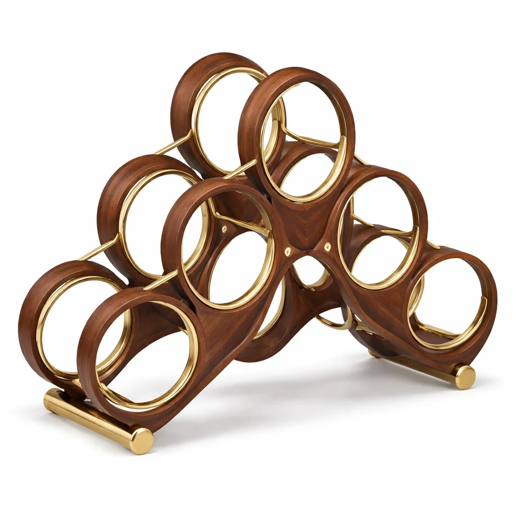 Range bouteilles bois fonce design horizontal pour salon-rugrelish