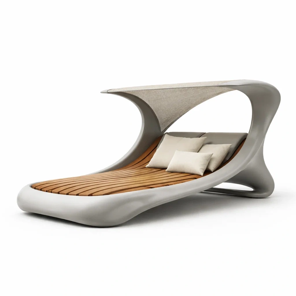 Bain de soleil design contemporain avec structure sculpturale-WoodWander