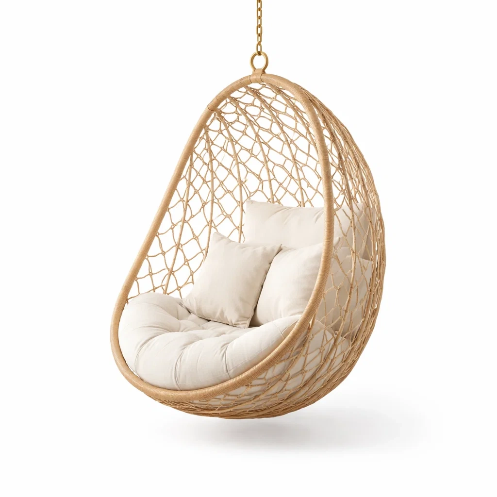 Fauteuil suspendu tresse naturel a accrocher interieur exterieur-WoodWander