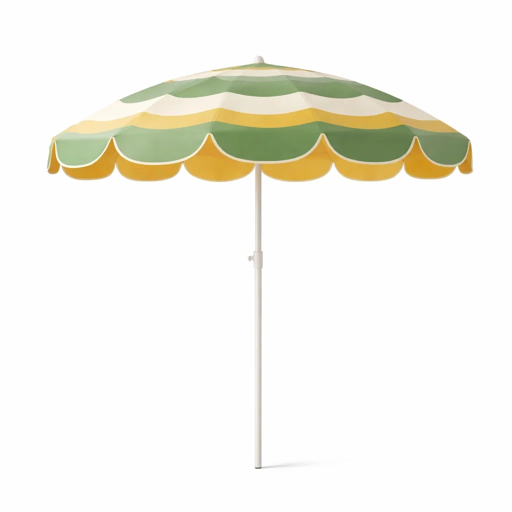 Parasol rond jardin vert et jaune avec structure centrale-WoodWander