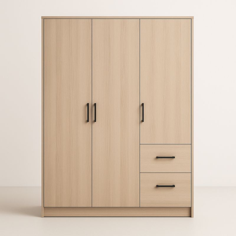 Armoire en bois 3 portes 2 tiroirs