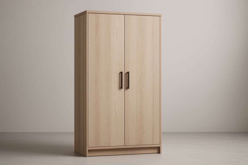 Armoire en bois à deux portes chêne clair