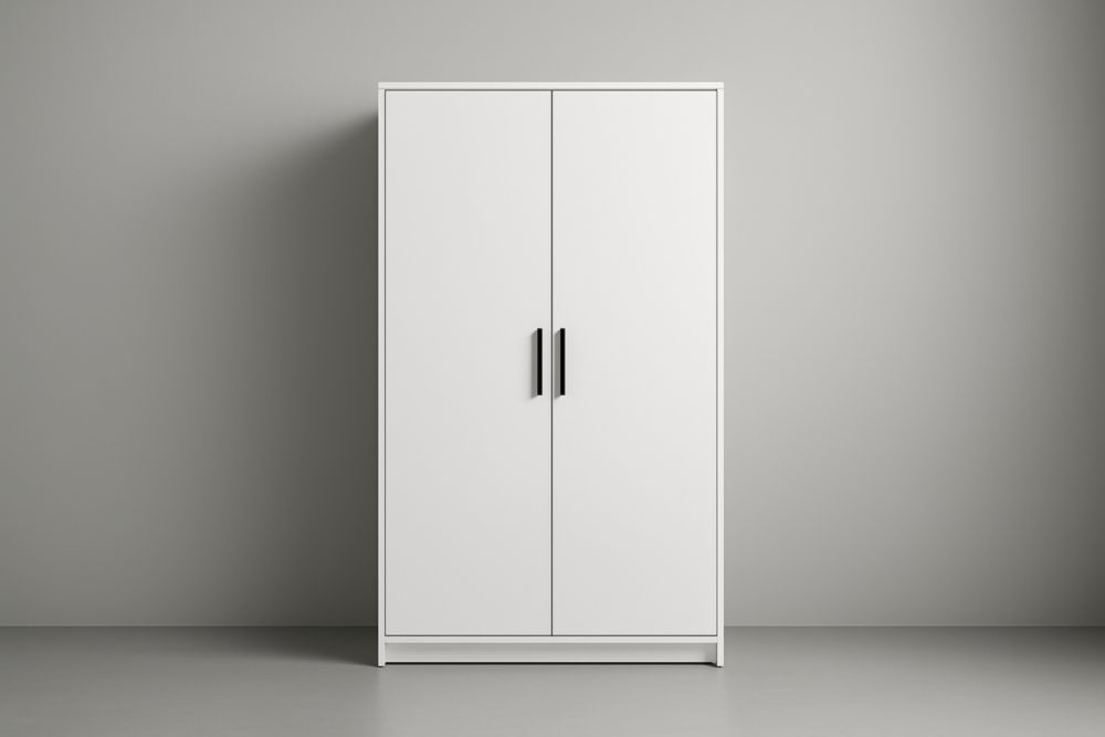 Armoire 2 Portes en Bois MDF Blanc 180cm