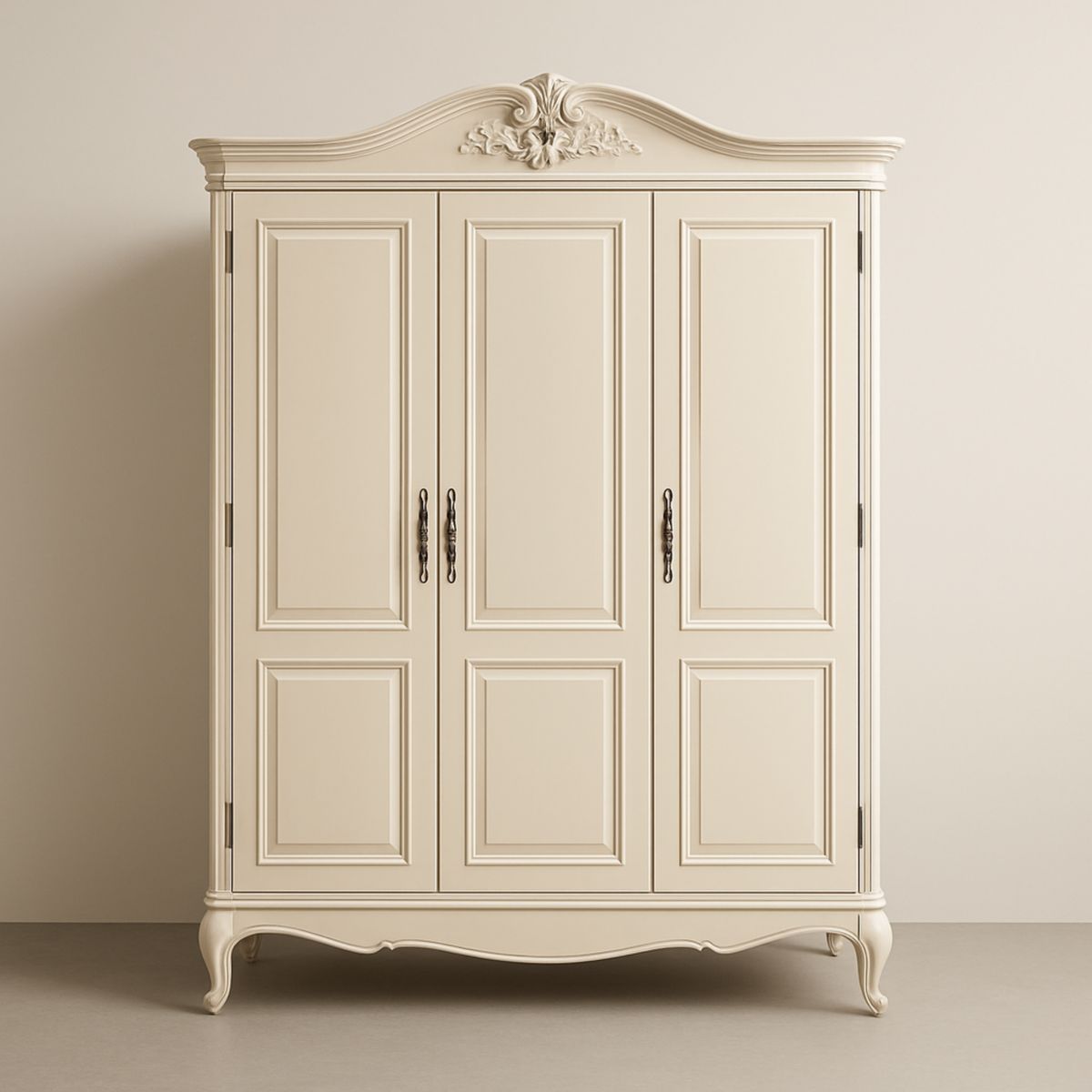 Armoire en bois trois portes Blanc Crème
