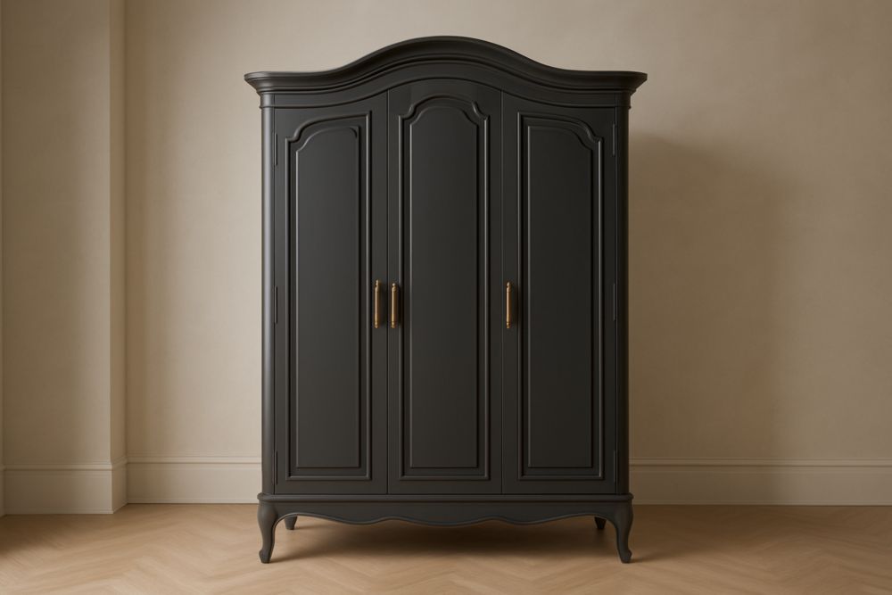 Armoire en Bois Massif 3 Portes Noire