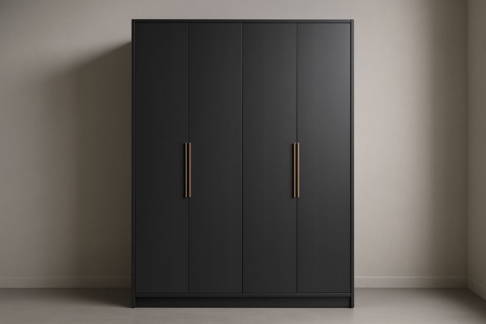 Armoire en Bois MDF Noir 200x150x60 cm