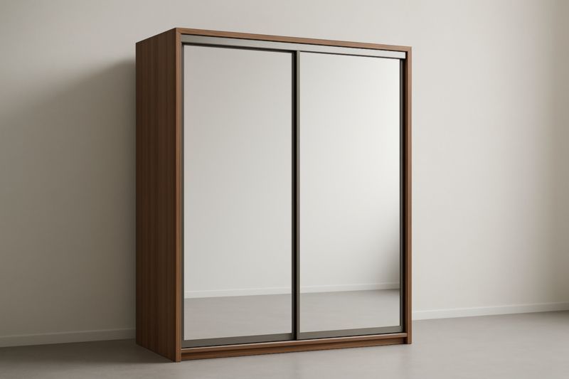 Armoire à portes coulissantes en bois avec miroir 200x60x210 cm