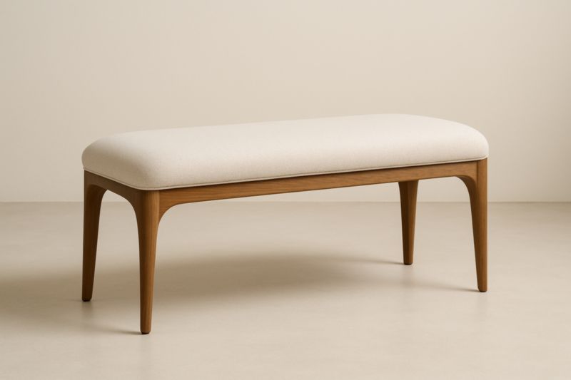Banc en bois avec tissu crème