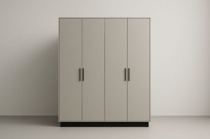 Armoire 4 portes rectangulaire en bois MDF Gris 200x180x60 cm