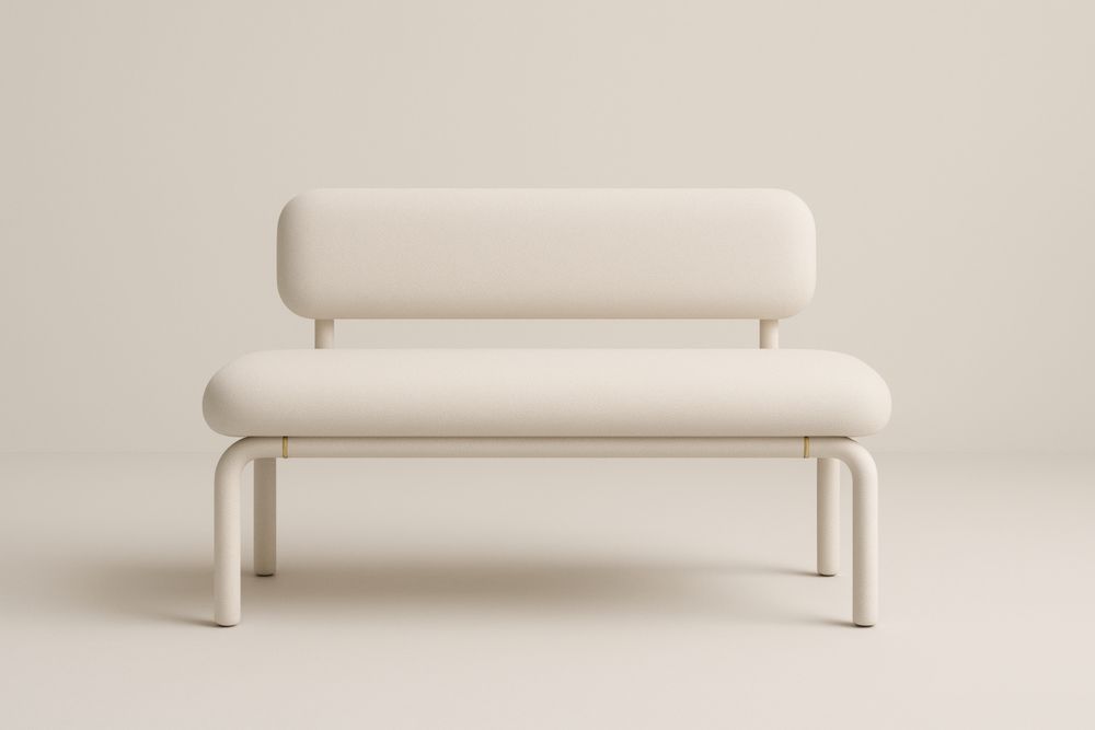 Banc rembourré en acier et tissu polyester, 120×60×80 cm