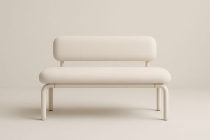 Banc rembourré en acier et tissu polyester, 120×60×80 cm