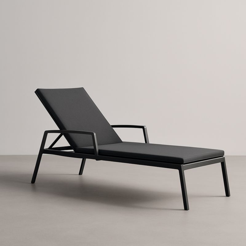 Chaise longue en aluminium et tissu polyester noir