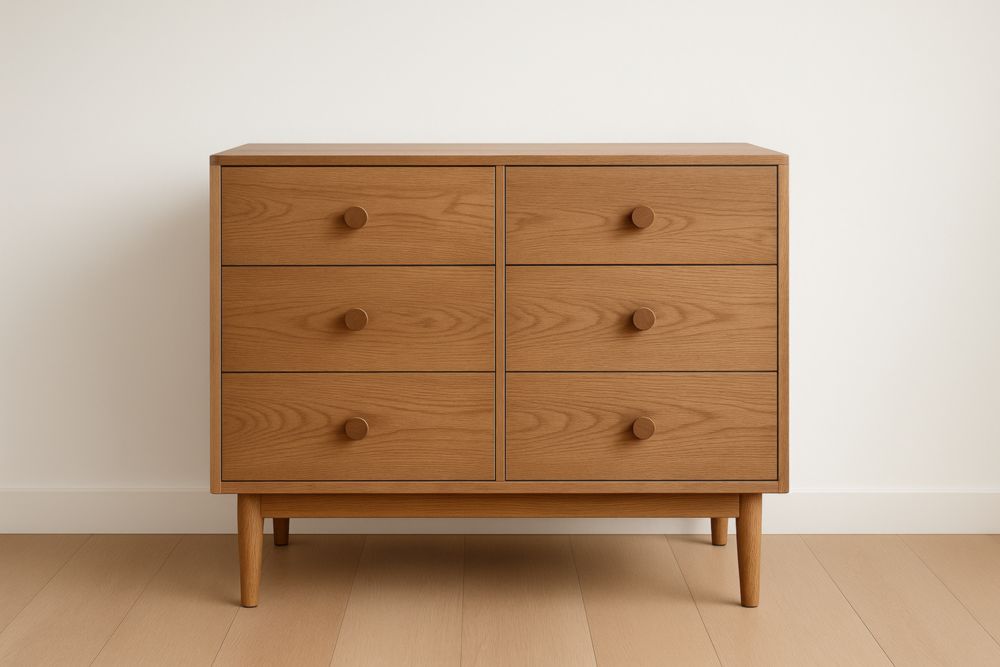 Commode en Bois de Chêne à 6 Tiroirs