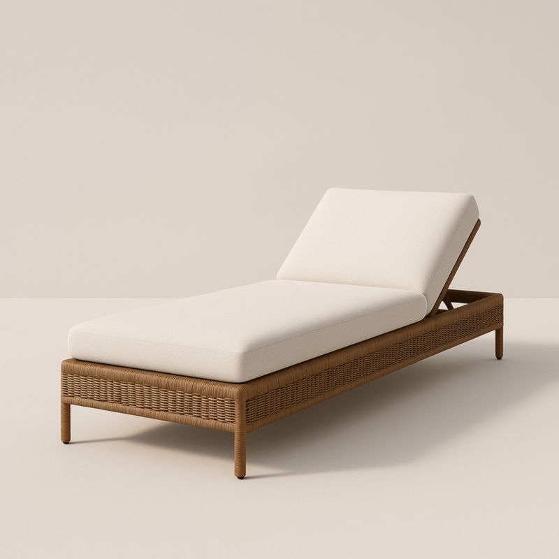 Chaise Longue Extérieure en Résine avec Coussin Beige Réglable