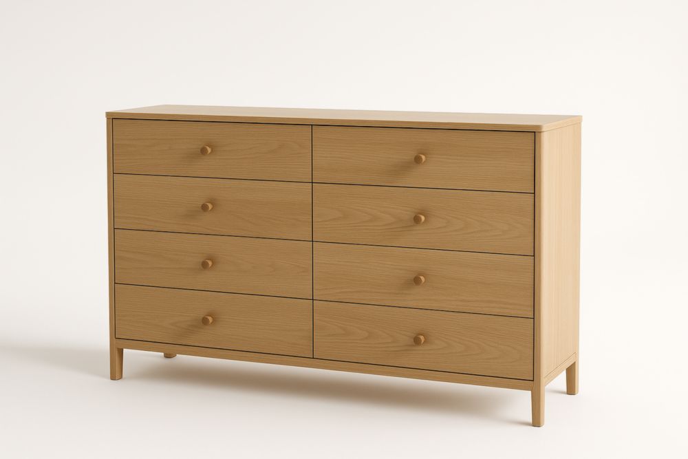 Commode en bois de chêne avec 8 tiroirs