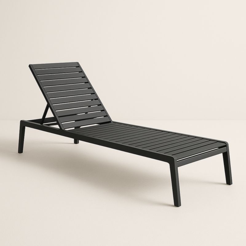 Chaise Longue en Aluminium Noir 195 cm