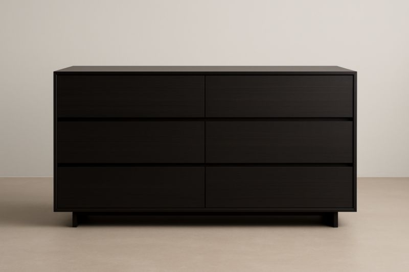 Commode 6 tiroirs en bois composite noir 80x120x40 cm