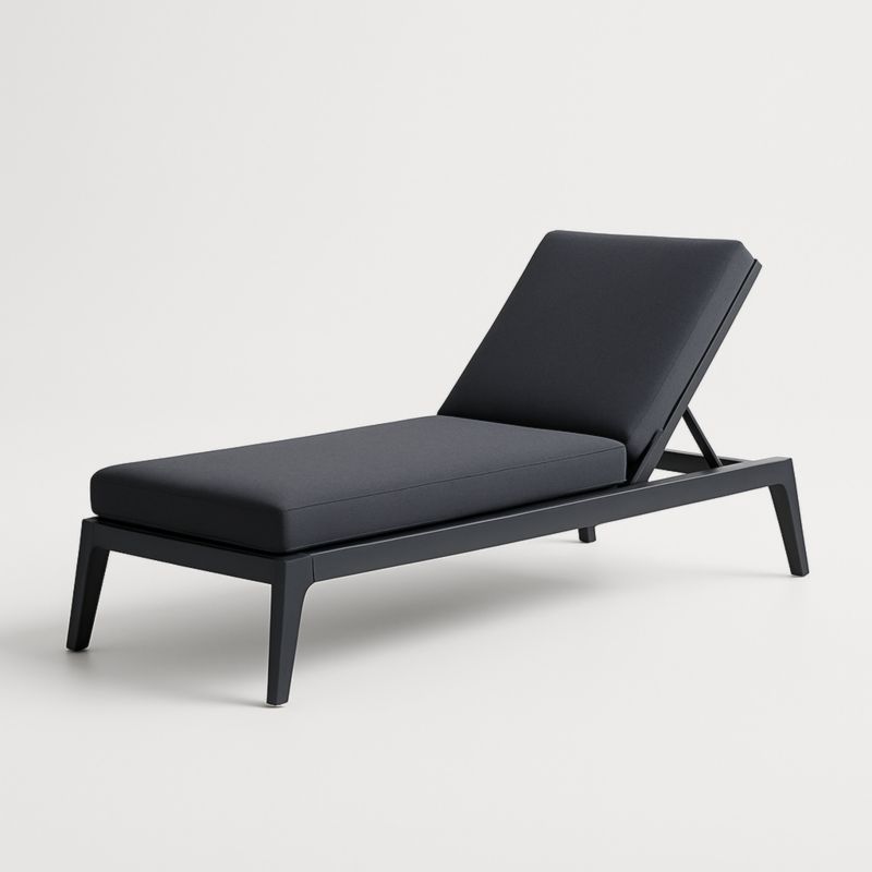 Chaise Longue Réglable Aluminium Tissu Noir