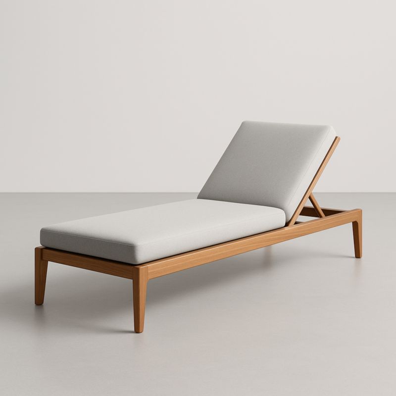 Chaise Longue Réglable Bois Massif Coussins Tissu Polyester Gris